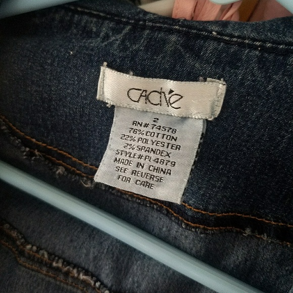 Cache Denim Ruffle Jacket sz 2 - Picture 5 of 5